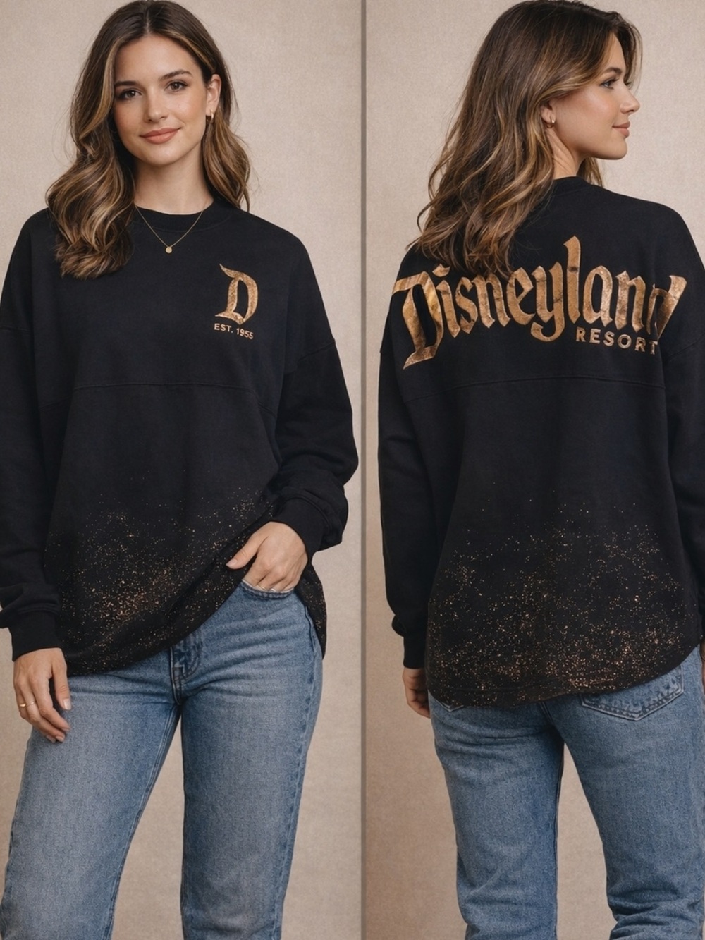 Disneyland Resort Spirit Jersey Belle of the Ball Bronze Black Pullover Size XS